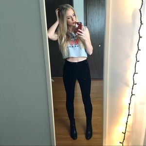 Black High Waisted Crushed Velvet Leggings